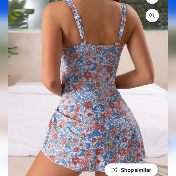 Eomenie Women's Tummy Control Skirt Floral One Piece Swimsuit Swimdress Size M - Picture 2 of 9